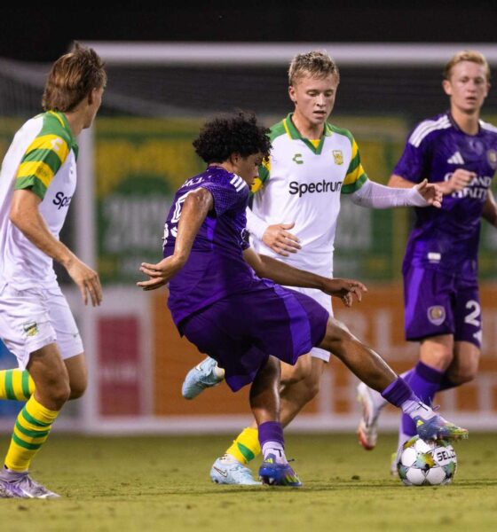Image of Gustavo Caraballo playing the ball against the Tampa Bay Rowdies.