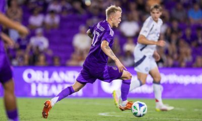 Dagur Dan Thorhallsson plays the ball against the Chicago Fire.