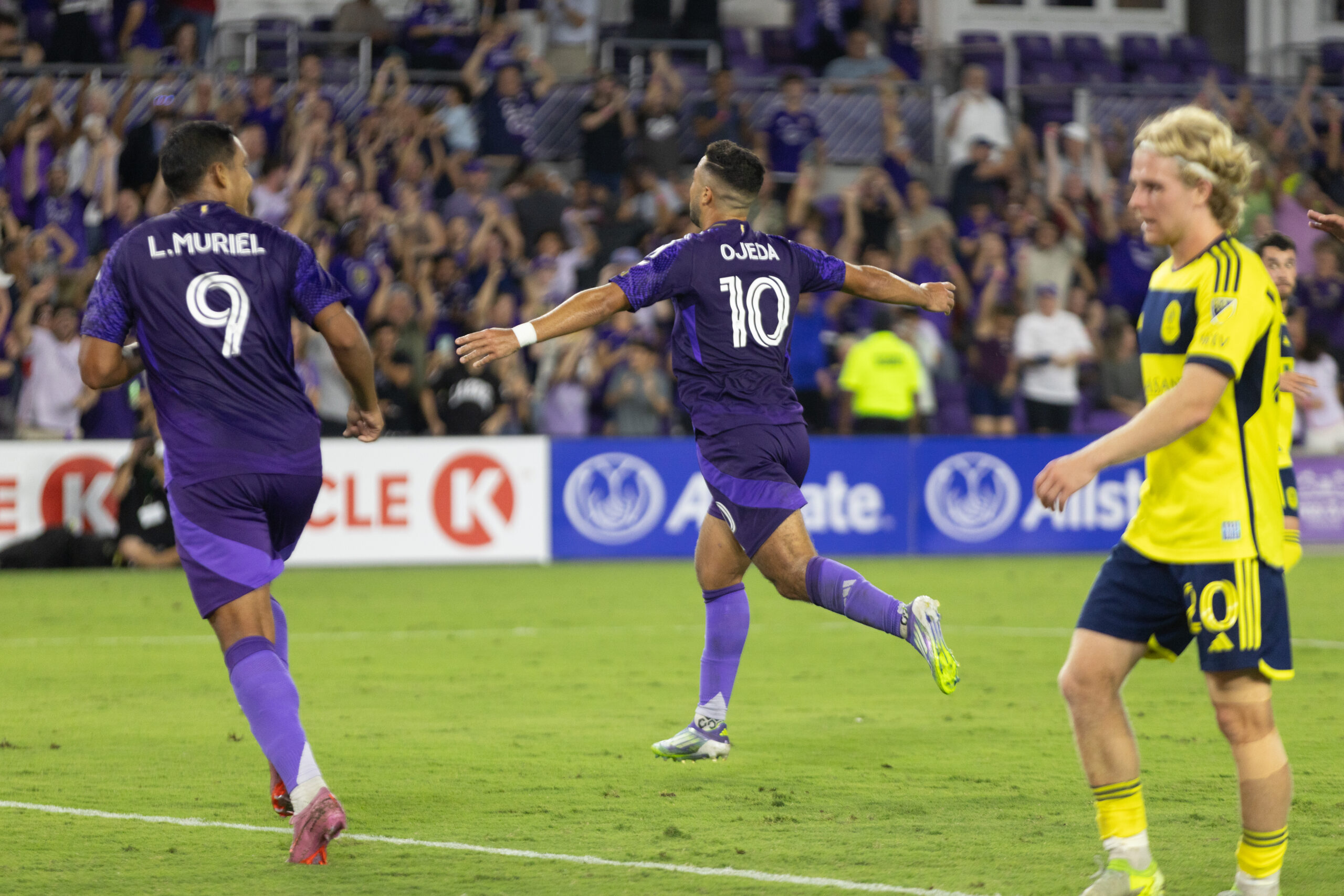 Image of Martin Ojeda celebrating his first goal in Orlando's 3-2 home win vs. Nashville.