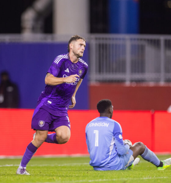 Image of Duncan McGuire reacting to his goal against Toronto FC.