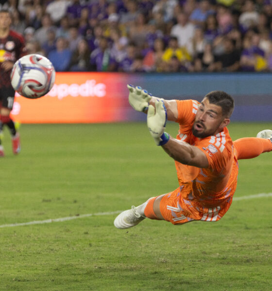 Image of Maxime Crepeau making a save against the New York Red Bulls.