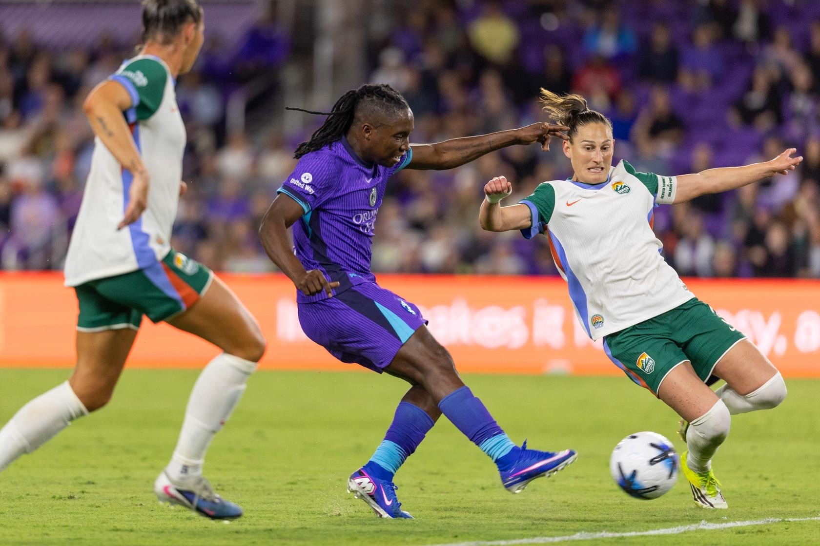 Image of Barbra Banda firing a shot against the Denver Summit.