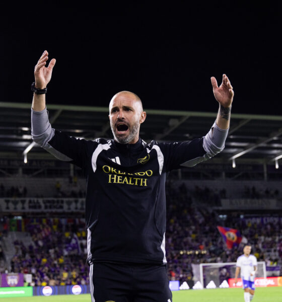 Image of Martin Perelman celebrating his first MLS win as coach.