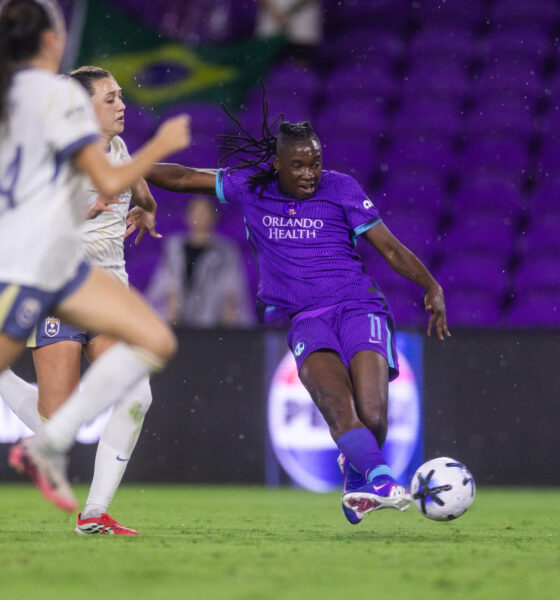 Image of Barbra Banda taking a shot against Seattle.