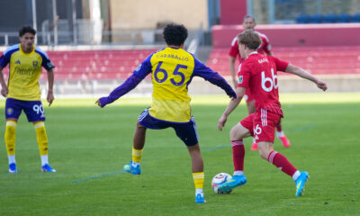 Image of Gustavo Caraballo closing down a Chicago Fire II player.