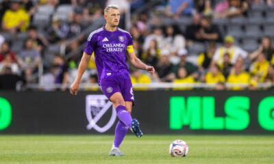 Image of Robin Jansson playing the ball in Columbus.