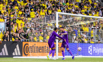 Image of Tiago and Marco Pasalic celebrating a goal in Columbus.