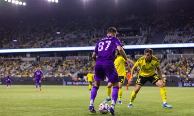 Image of Marco Pasalic trying to create space to shoot against Columbus.