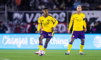Image of Wilder Cartagena playing the ball as Robin Jansson looks on.