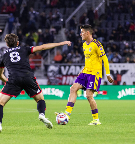 Image of Adrian Marin playing the ball against D.C. United.