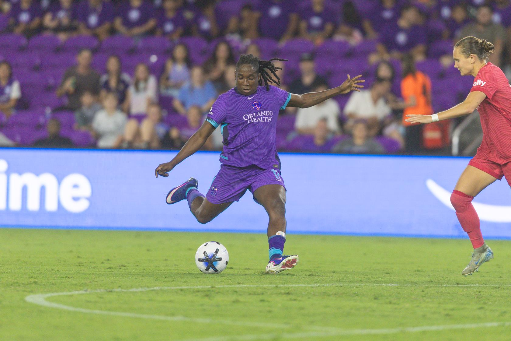 Image of Barbra Banda taking a shot against North Carolina.
