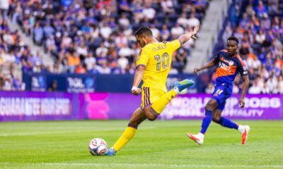 Image of Martin Ojeda taking a shot against FC Cincinnati.