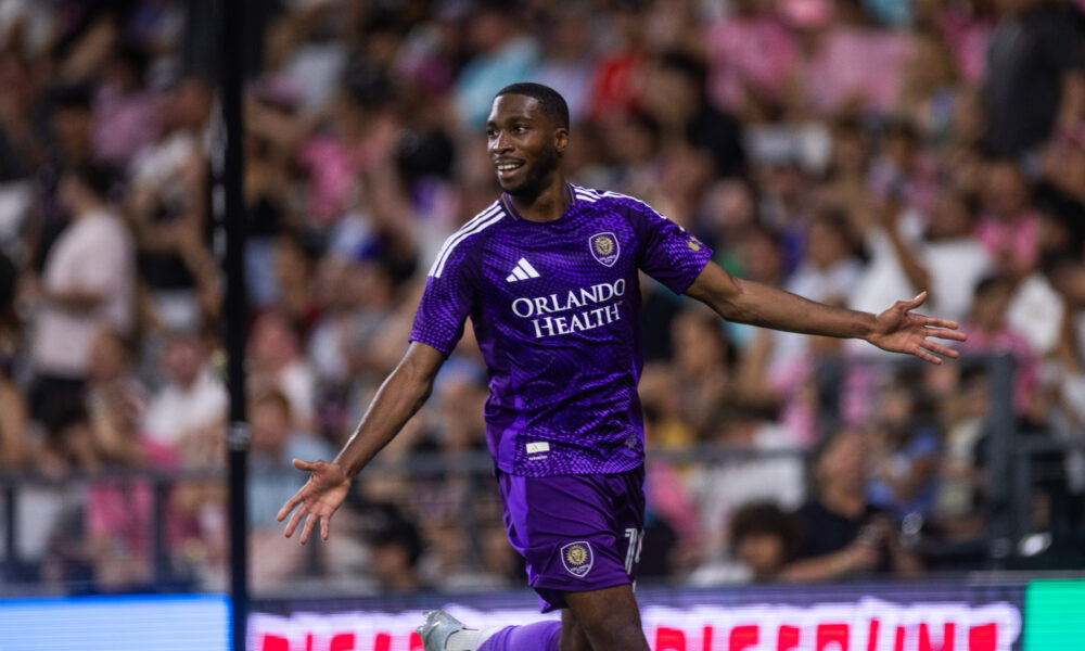 Image of Tyrese Spicer celebrating his winning goal against Inter MIami.