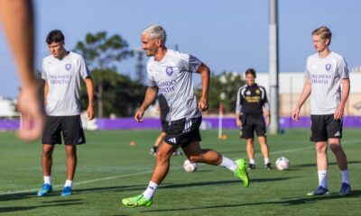 Image of Antoine Griezmann in his first training session with Orlando City.