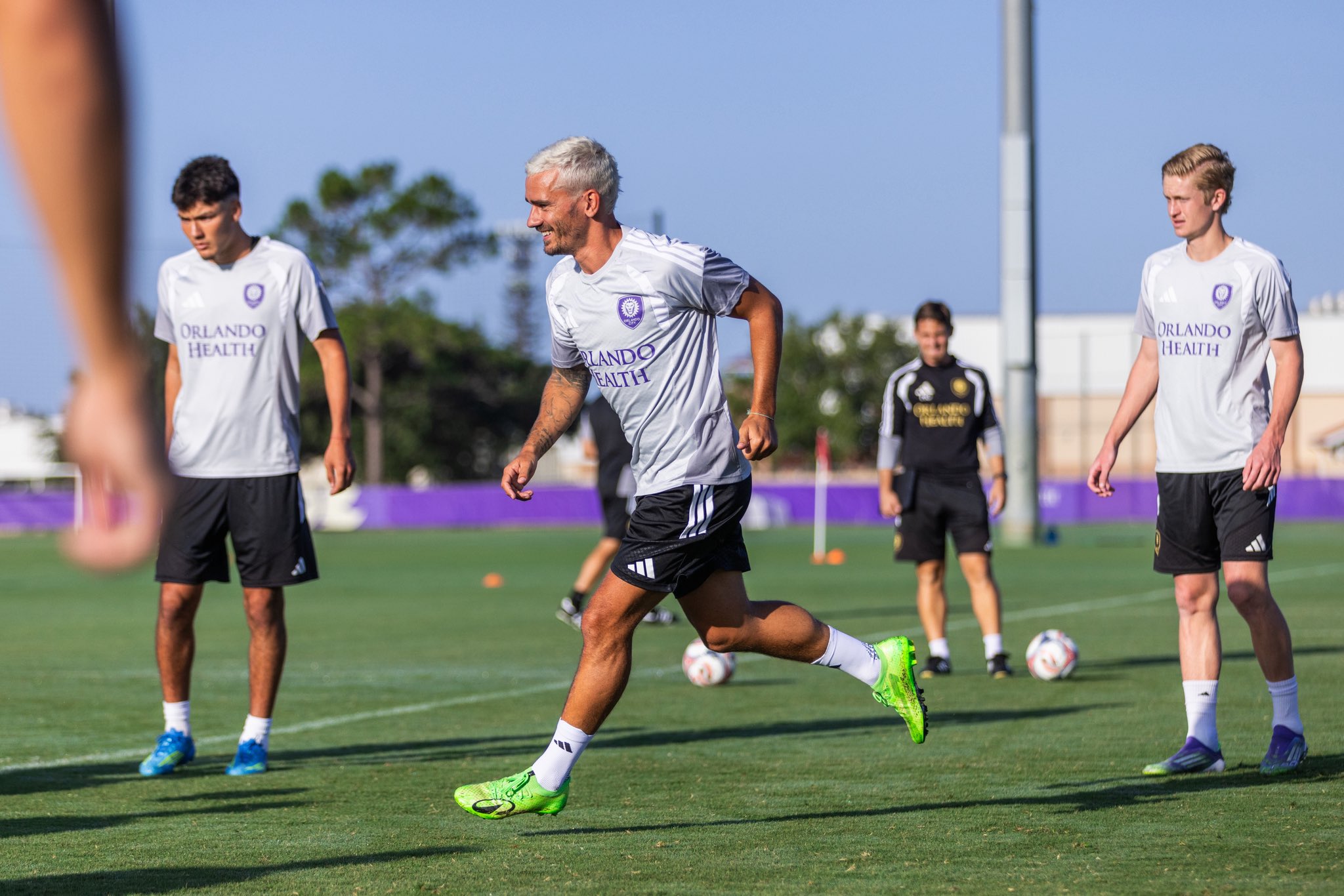 Image of Antoine Griezmann in his first training session with Orlando City.