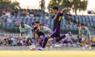Image of Pedro Leao taking a penalty against Carolina Core FC.