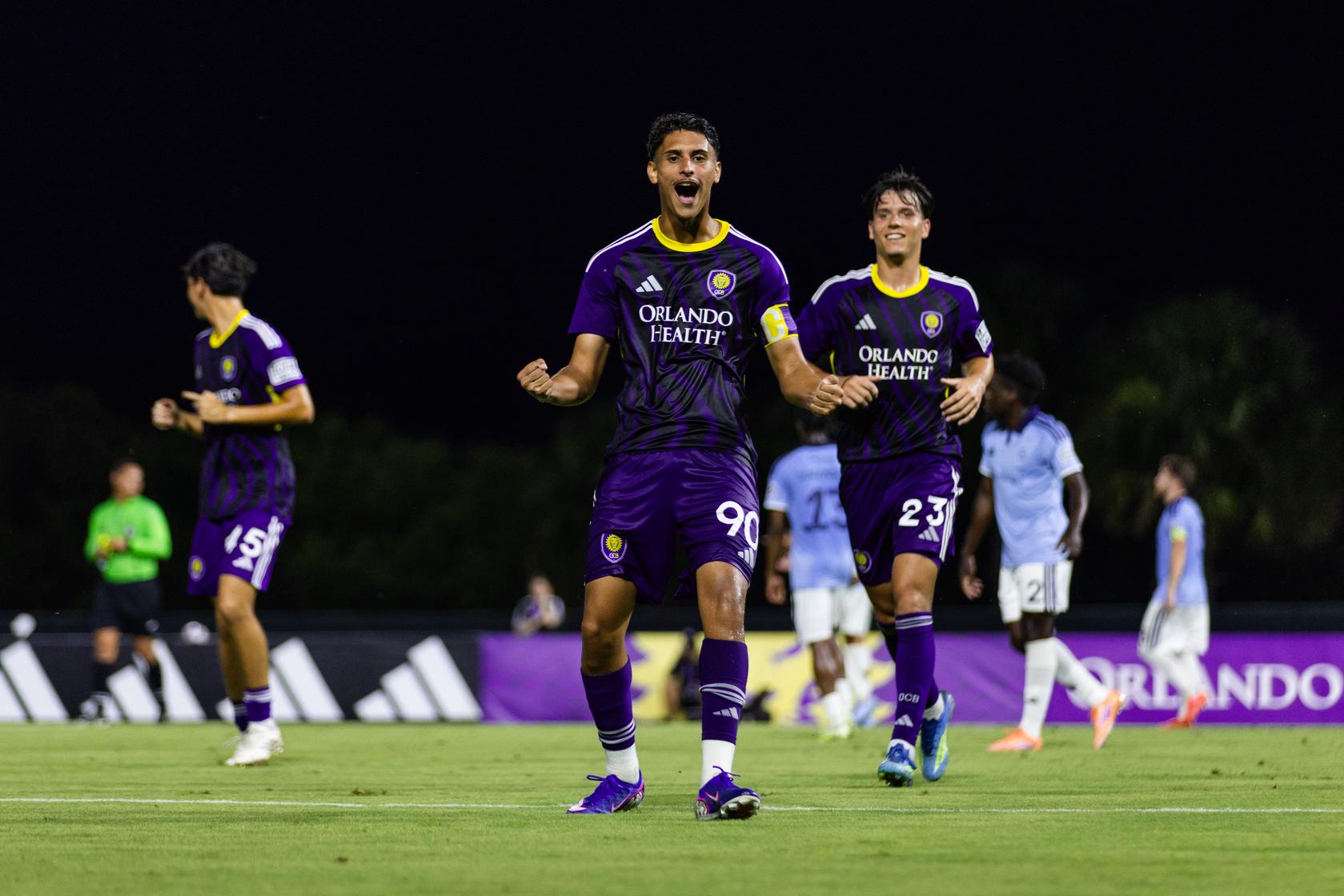 Image of Pedro Leao celebrating a goal against Chattanooga FC.
