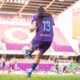 Image of Jacquie Ovalle taking a free kick against Boston.