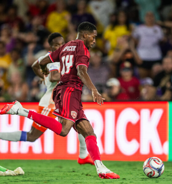 Image of Tyrese Spicer rounding the goalkeeper against Cincinnati.