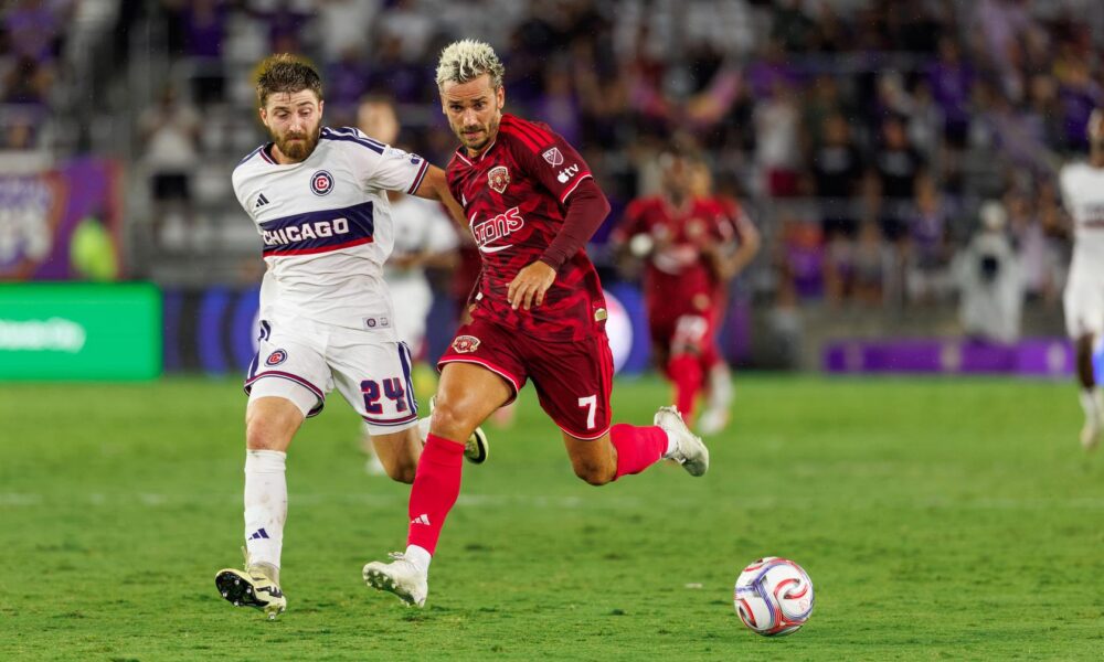 Image of Antoine Griezmann attacking against the Chicago Fire