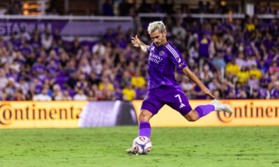 Image of Antoine Griezmann taking a shot vs. Real Salt Lake.