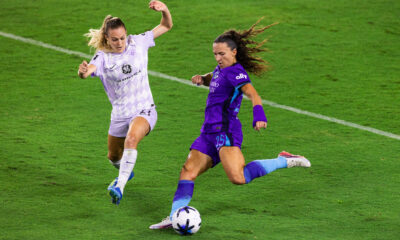 Image of Kerry Abello taking a shot against Racing Louisville.