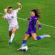 Image of Kerry Abello taking a shot against Racing Louisville.