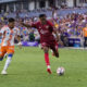 Image of Tyrese Spicer battling against FC Cincinnati.