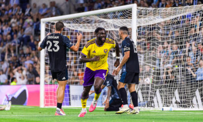 Image of Daryl Dike celebrating his goal against Minnesota United.