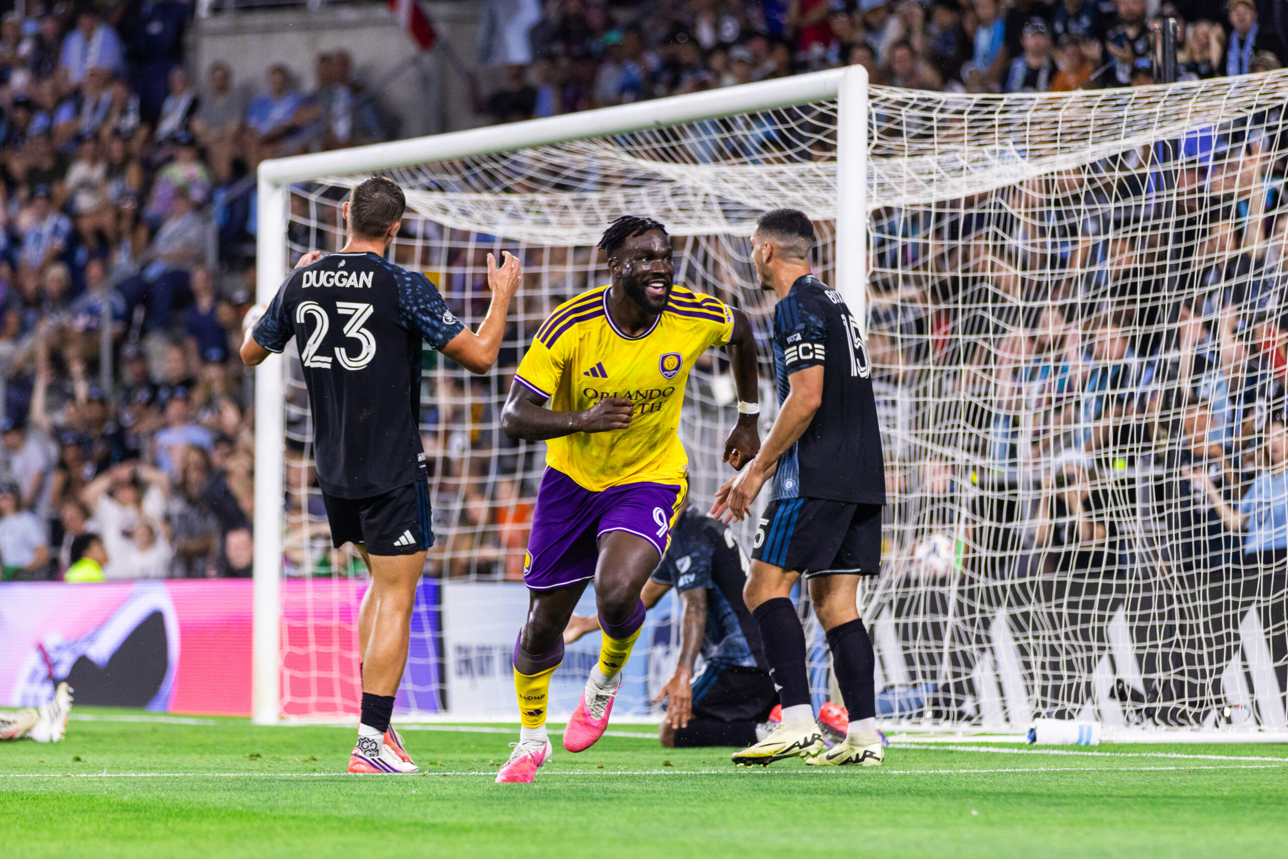 Image of Daryl Dike celebrating his goal against Minnesota United.