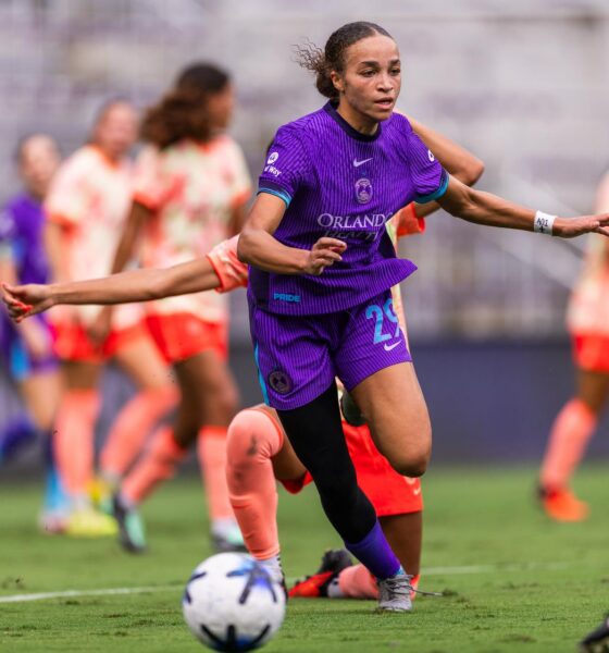 Image of Solai Washington playing the ball against Portland.