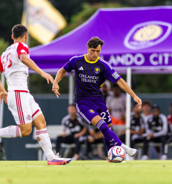 Image of Harvey Sarajian working past a Toronto FC II defender.