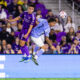 Image of Braian Ojeda leaping for an aerial ball against New York City FC