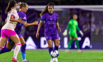Image of Angelina on the ball against San Diego.