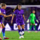 Image of Angelina on the ball against San Diego.