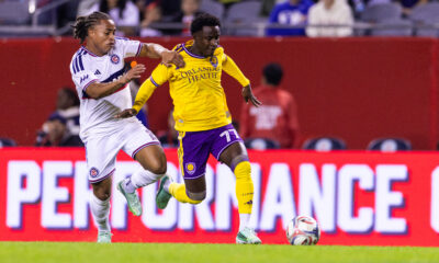 Image of Ivan Angulo beating his man against the Chicago Fire.