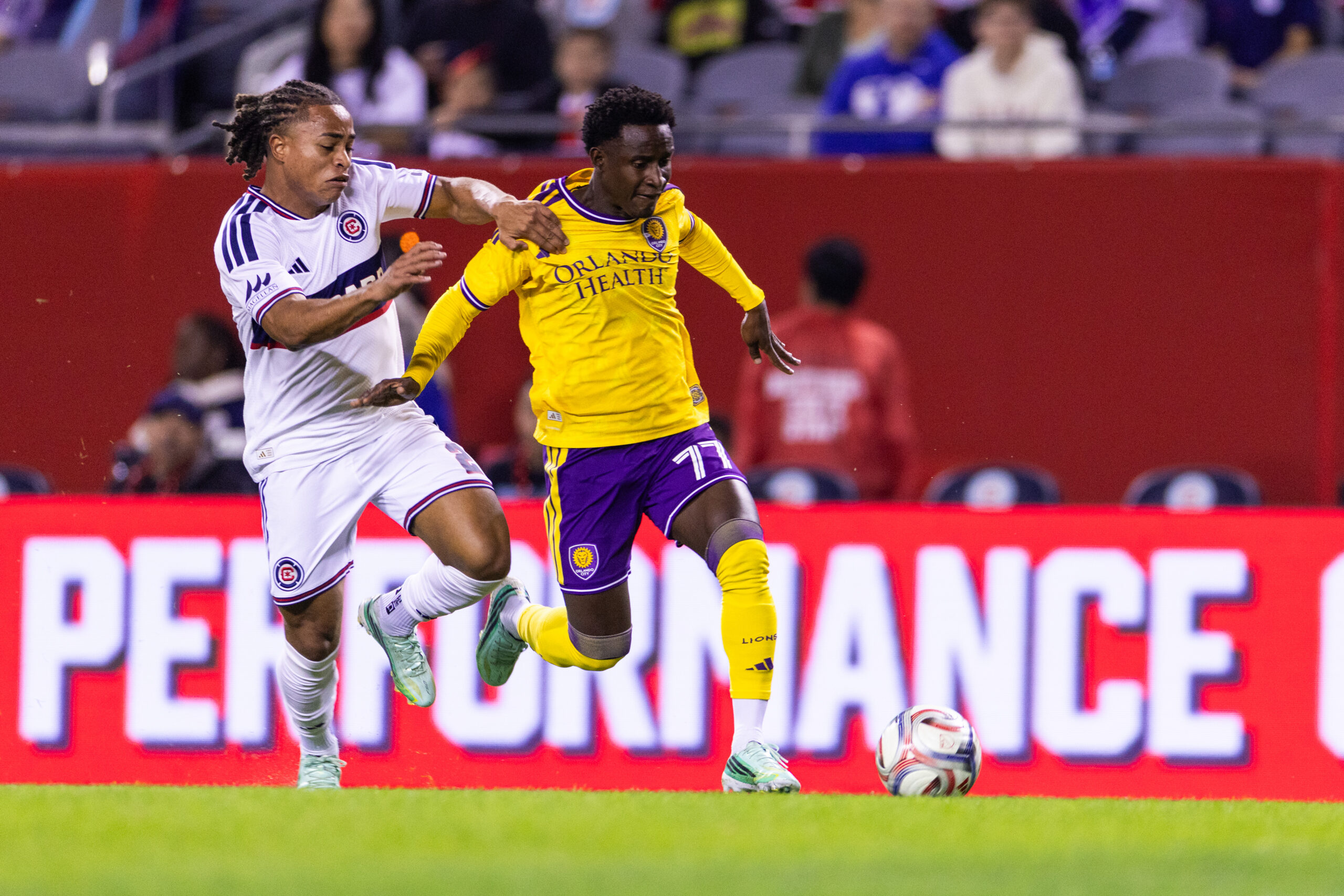 Image of Ivan Angulo beating his man against the Chicago Fire.