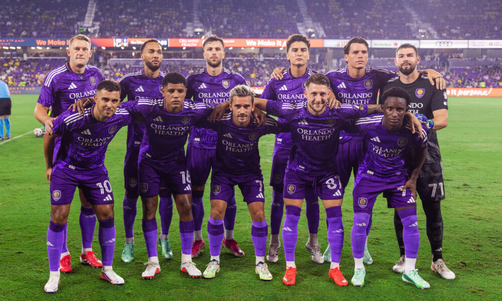 Image of the starting lineup prior to Orlando City's match against Columbus.