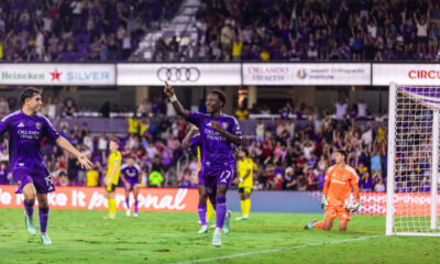 Image of Ivan Angulo celebrating his game-winning goal against Columbus.