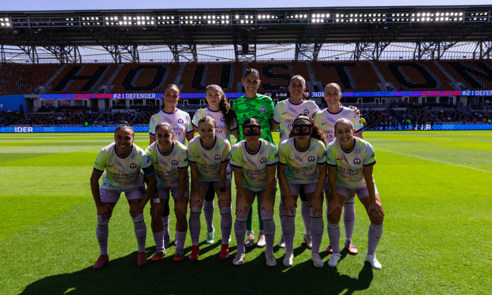 Image of the Orlando Pride's starters before their match at Houston.
