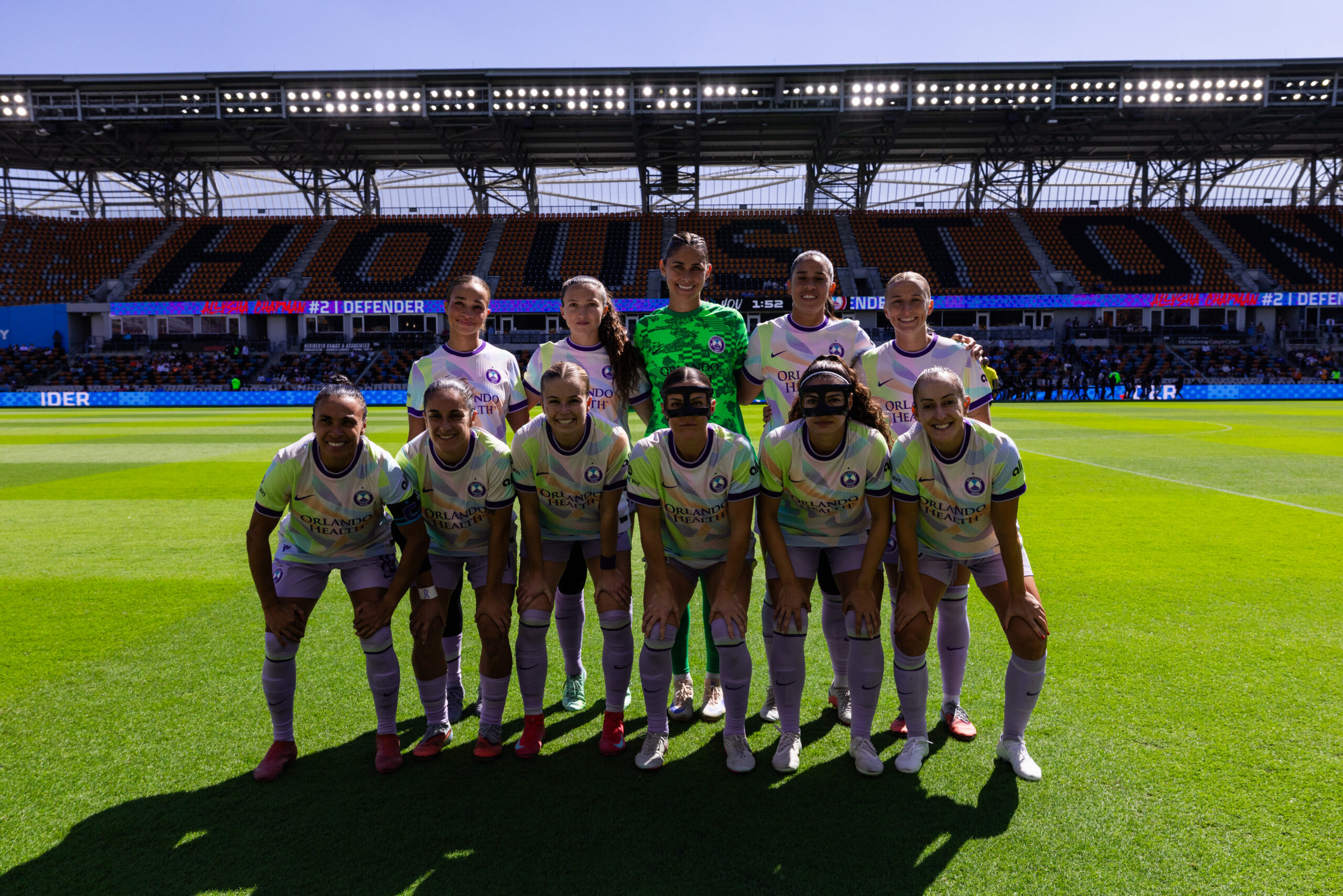 Image of the Orlando Pride's starters before their match at Houston.